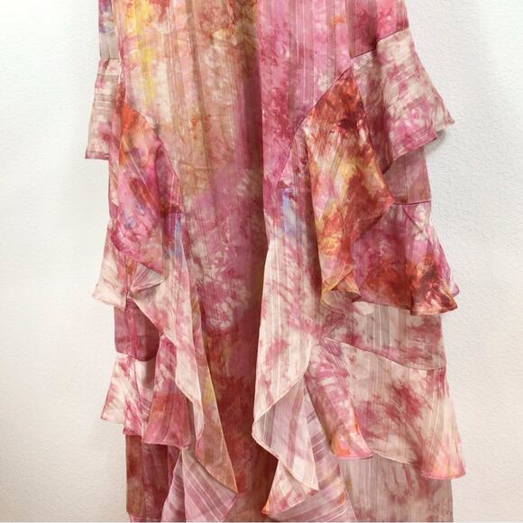 RACHEL Rachel Roy Pink Tie Dye Flutter Sleeve "Issa" Maxi Dress size 6 - Picture 4 of 8